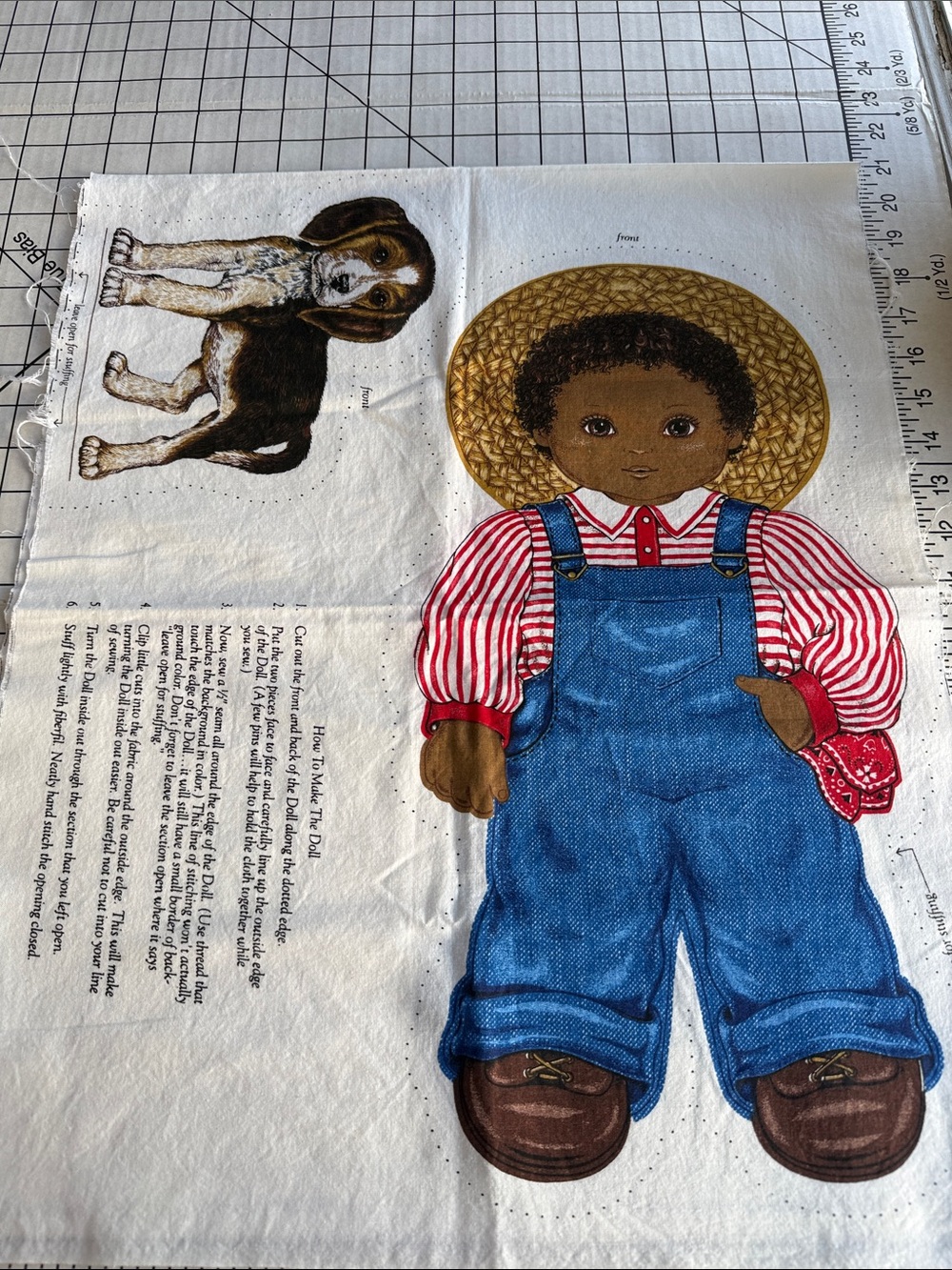 Vintage Cranston VIP Screen Print Amos & Spot Cloth Doll Fabric Panel Cut Sew